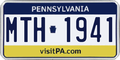 PA license plate MTH1941