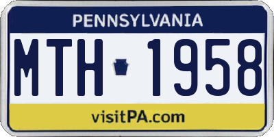 PA license plate MTH1958