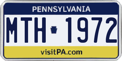 PA license plate MTH1972
