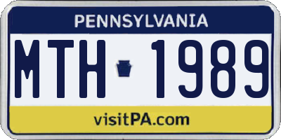 PA license plate MTH1989