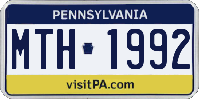 PA license plate MTH1992