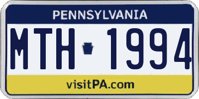 PA license plate MTH1994