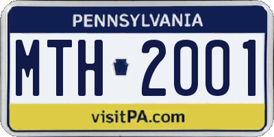 PA license plate MTH2001