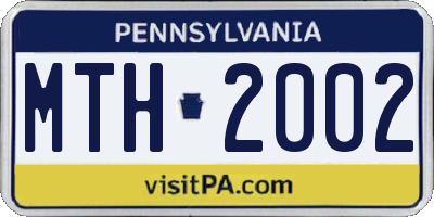 PA license plate MTH2002