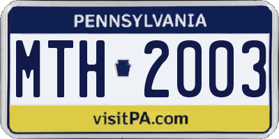 PA license plate MTH2003