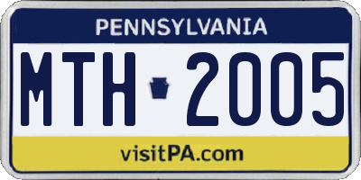PA license plate MTH2005