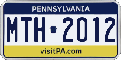 PA license plate MTH2012