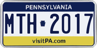 PA license plate MTH2017