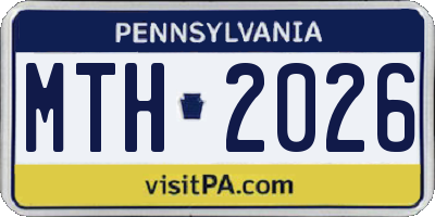 PA license plate MTH2026