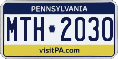 PA license plate MTH2030