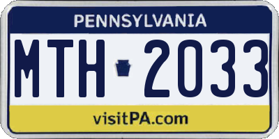 PA license plate MTH2033