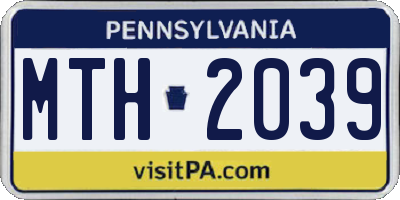 PA license plate MTH2039