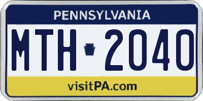 PA license plate MTH2040