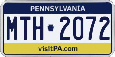 PA license plate MTH2072