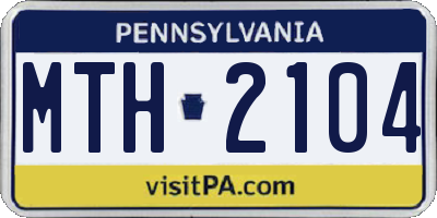 PA license plate MTH2104