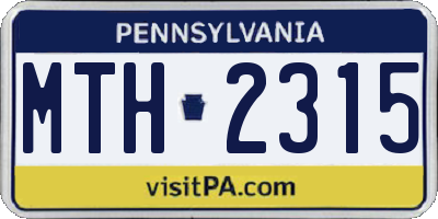 PA license plate MTH2315