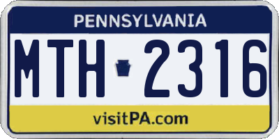 PA license plate MTH2316