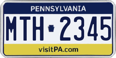 PA license plate MTH2345