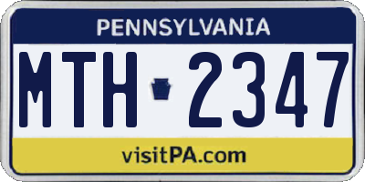 PA license plate MTH2347