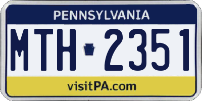 PA license plate MTH2351