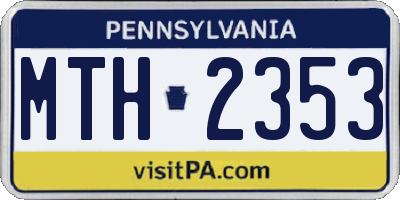 PA license plate MTH2353