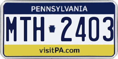 PA license plate MTH2403