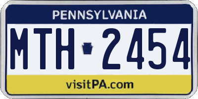 PA license plate MTH2454