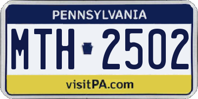 PA license plate MTH2502