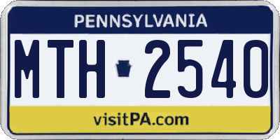 PA license plate MTH2540