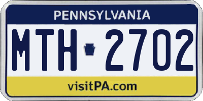PA license plate MTH2702