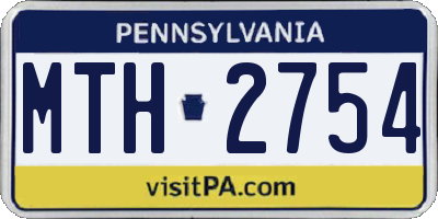 PA license plate MTH2754
