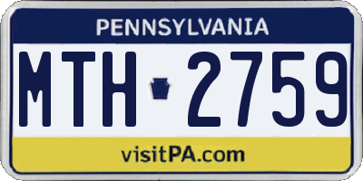 PA license plate MTH2759