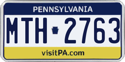PA license plate MTH2763