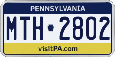 PA license plate MTH2802