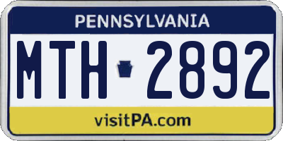 PA license plate MTH2892