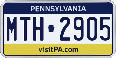 PA license plate MTH2905