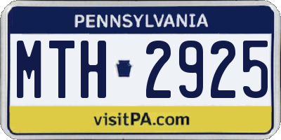 PA license plate MTH2925