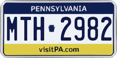PA license plate MTH2982