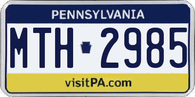 PA license plate MTH2985