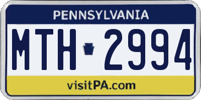 PA license plate MTH2994