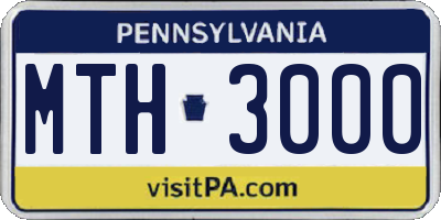 PA license plate MTH3000