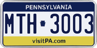 PA license plate MTH3003
