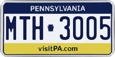 PA license plate MTH3005