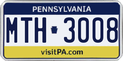 PA license plate MTH3008