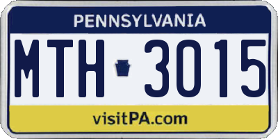 PA license plate MTH3015