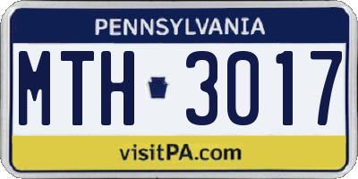 PA license plate MTH3017