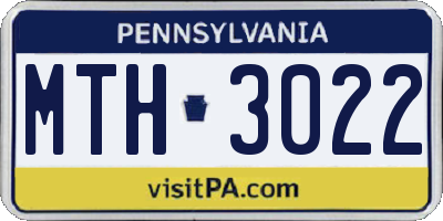 PA license plate MTH3022