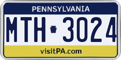 PA license plate MTH3024