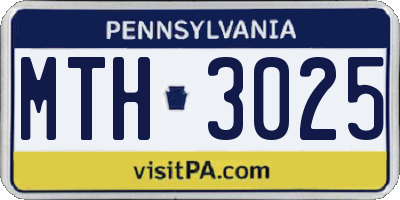 PA license plate MTH3025