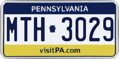 PA license plate MTH3029